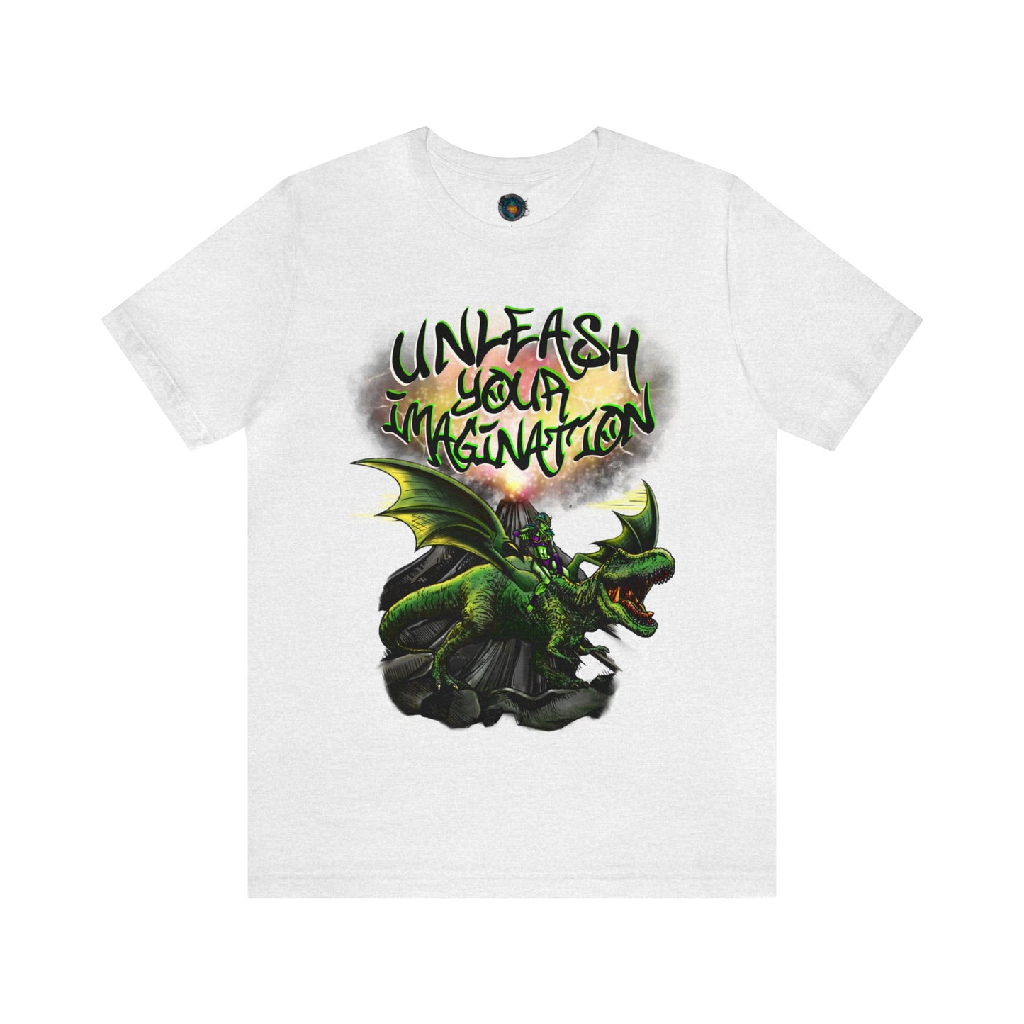 Unleash your Imagination, Green letters. Unisex Jersey Short Sleeve Tee