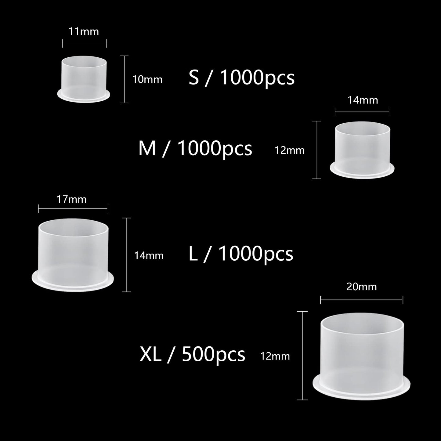 Tattoo Ink Caps - Narkysus 1000Pcs Small Ink Caps Disposable Tattoo Ink Cups with Base #11mm Clear Plastic Pigment Tattoo Caps Container Ink Cups for Tattoo Ink Tattoo Supplies