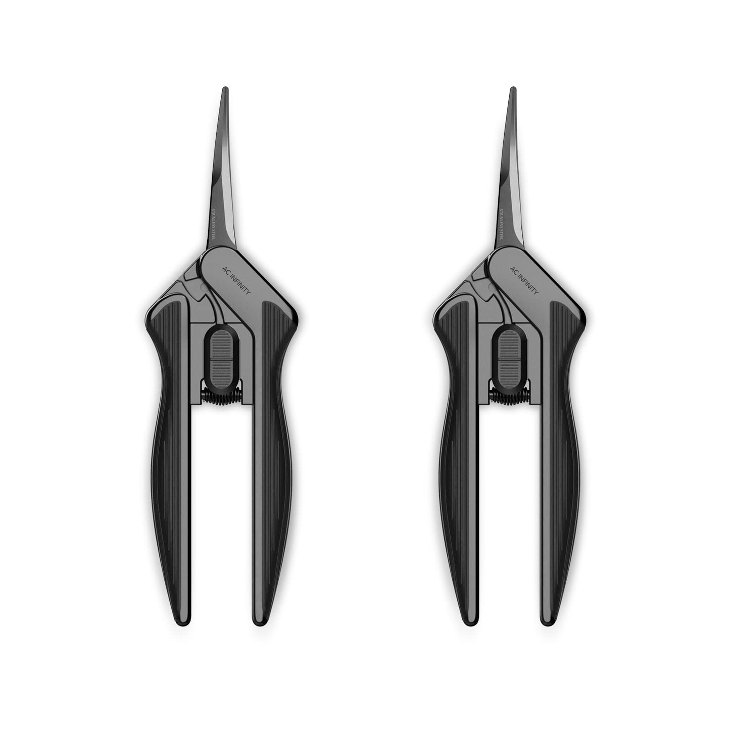 AC Infinity 6.6” Stainless Steel Curved Pruning Shear 2-Pack, Lightweight Ergonomic Design, Curved Precision Blades with Nonstick Titanium Coating for Gardening, Hydroponics, Grow Tents
