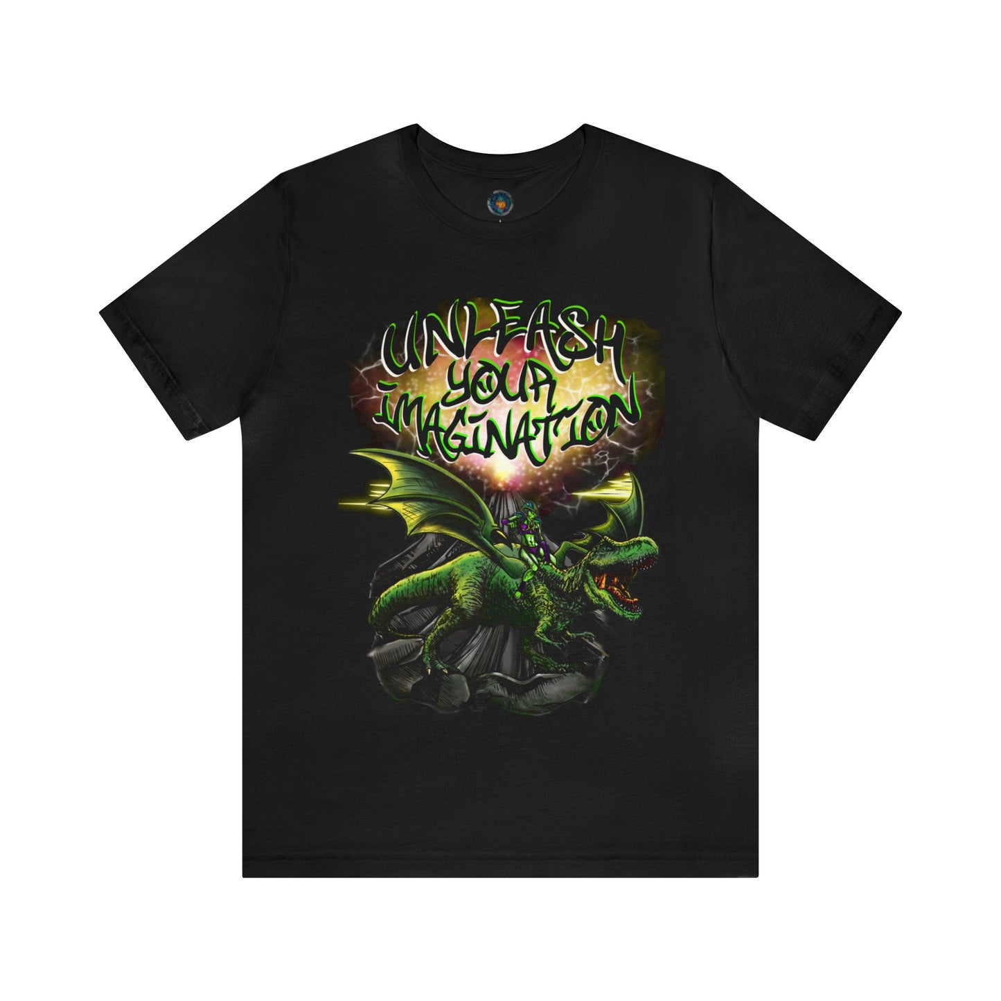 Unleash your Imagination, Green letters. Unisex Jersey Short Sleeve Tee