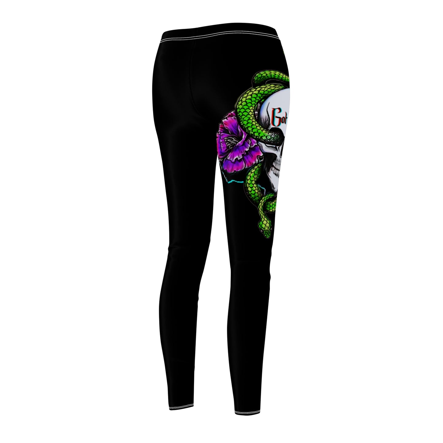 Got Ink Skull & Flowers Women's Cut & Sew Casual Leggings (AOP)