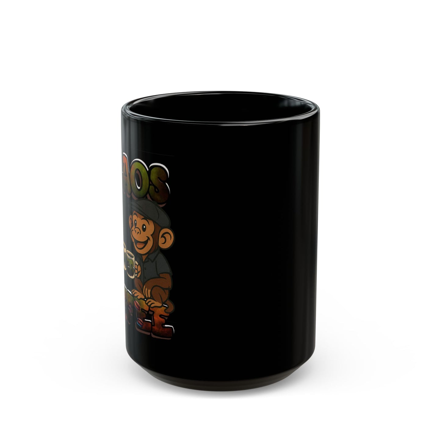 Chaos Over Coffee Emote Black Mug - Perfect Gift for Coffee Lovers
