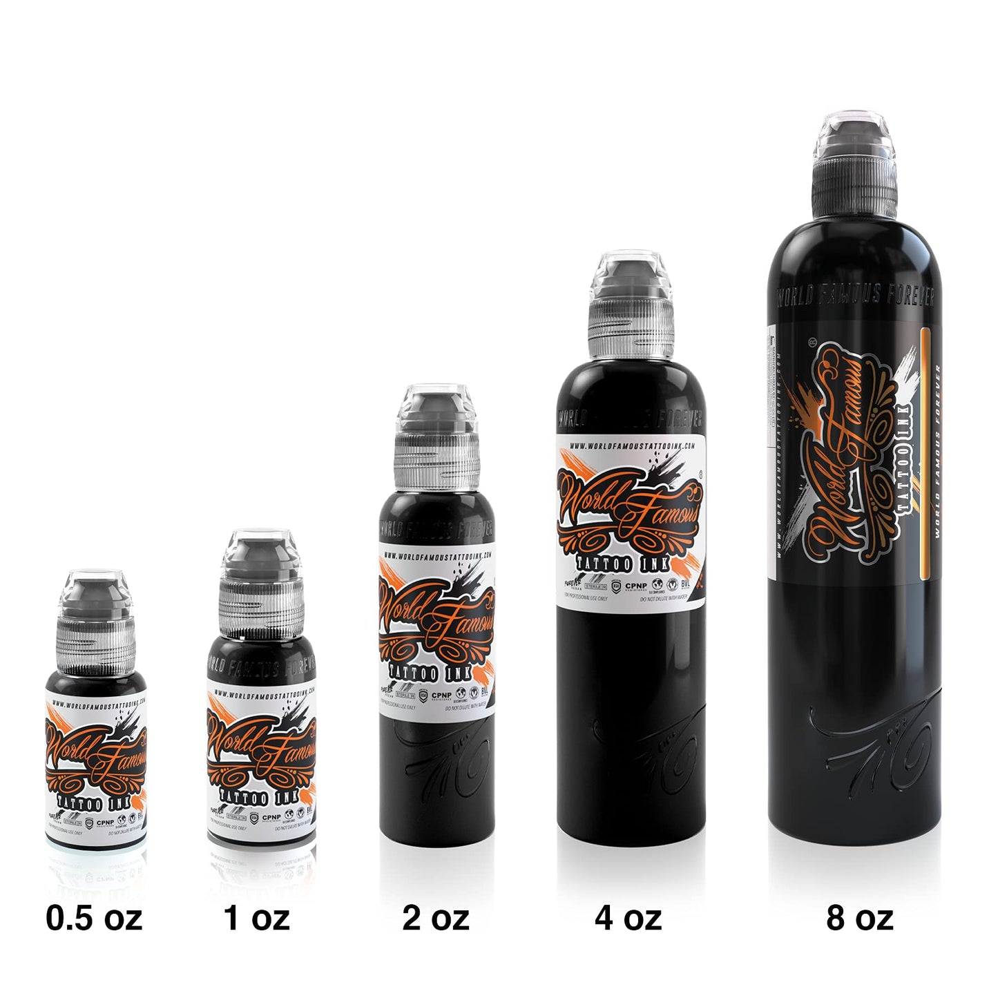 World Famous Tattoo Ink - Outlining Black Tattoo Ink - Professional Tattoo Ink & Tattoo Supplies - Skin-Safe Permanent Tattooing in Bold Shades - Vegan & Non-Toxic (8 oz)
