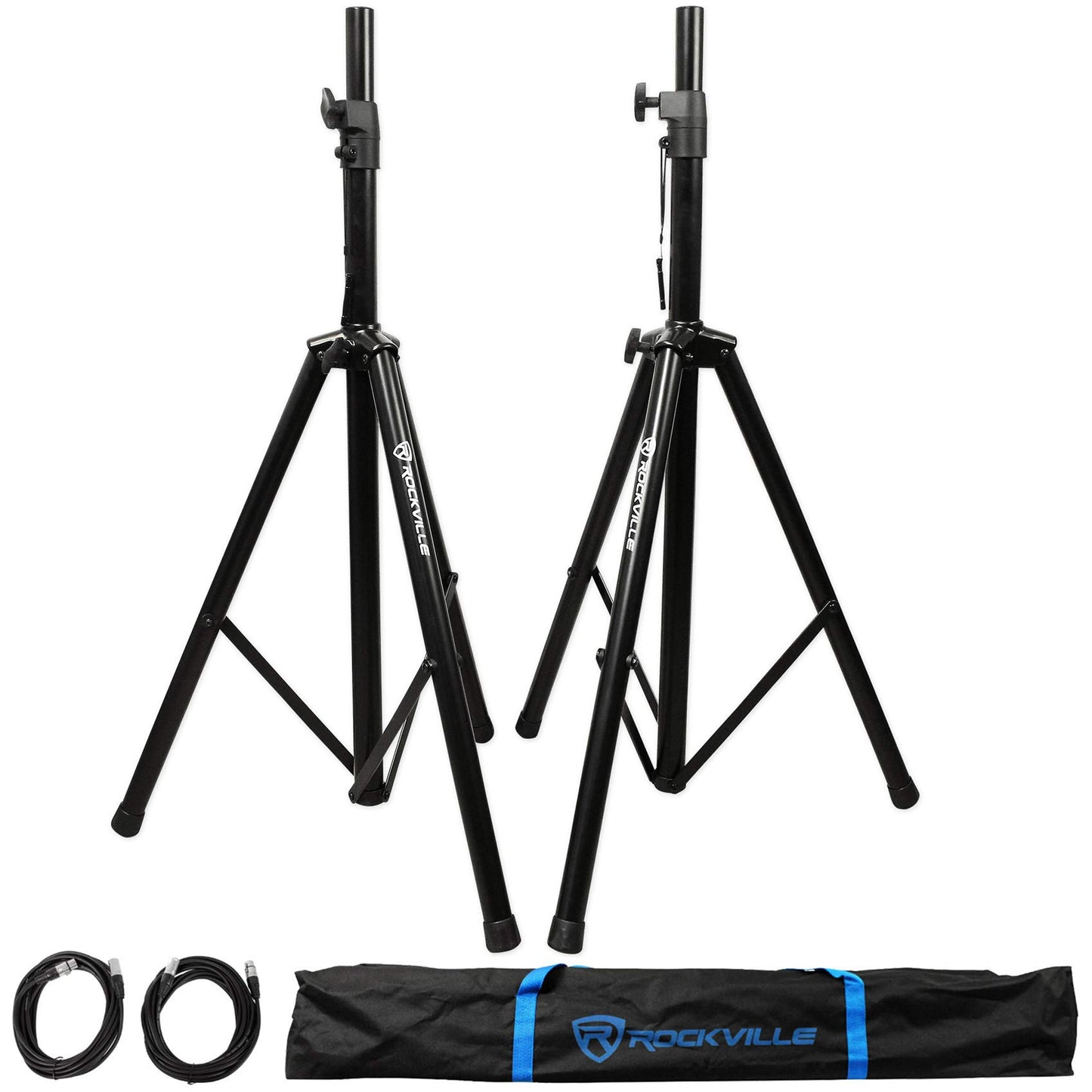 Rockville Pair RPG12 12" 1600w Powered PA/DJ Speakers + 2 Stands + 2 Cables+Bag