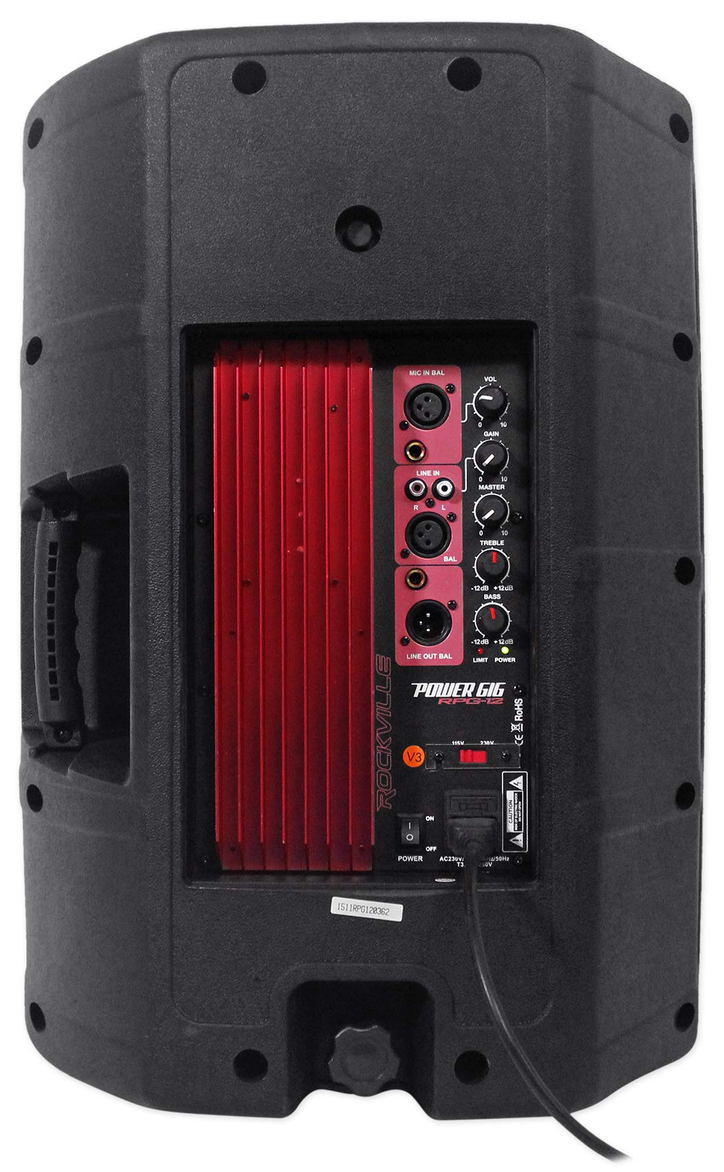 Rockville Pair RPG12 12" 1600w Powered PA/DJ Speakers + 2 Stands + 2 Cables+Bag