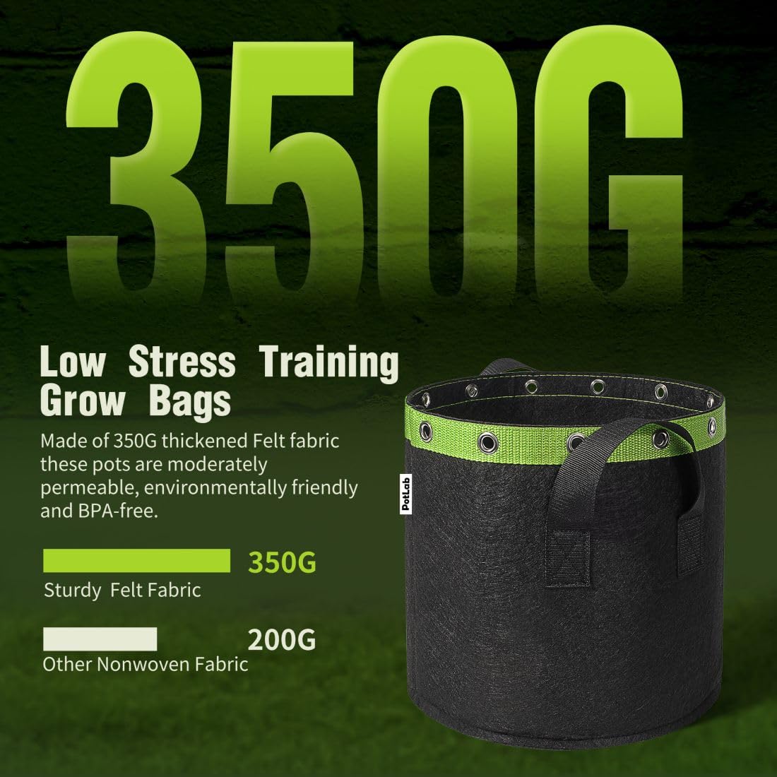 POTLAB® 7 Gallon Low Stress Training Grow Bags (5PCS),7 Gallon Fabric Grow Bags, 7 Gallon Fabric Grow Pots.
