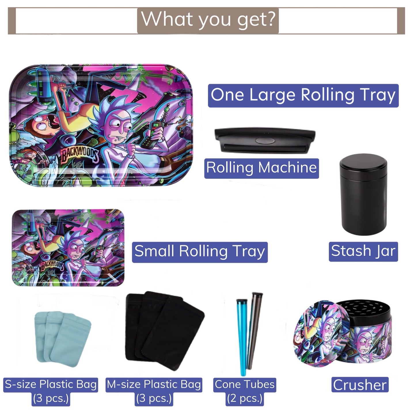 Rolling Tray Set, Smoking Accessories, RM Tray Bundle by Gray Oval