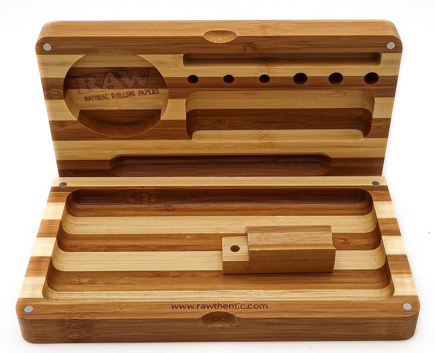 RAW Backflip Bamboo Magnet Rolling Tray (Limited Edition Striped) with Clear ES Scoop Card