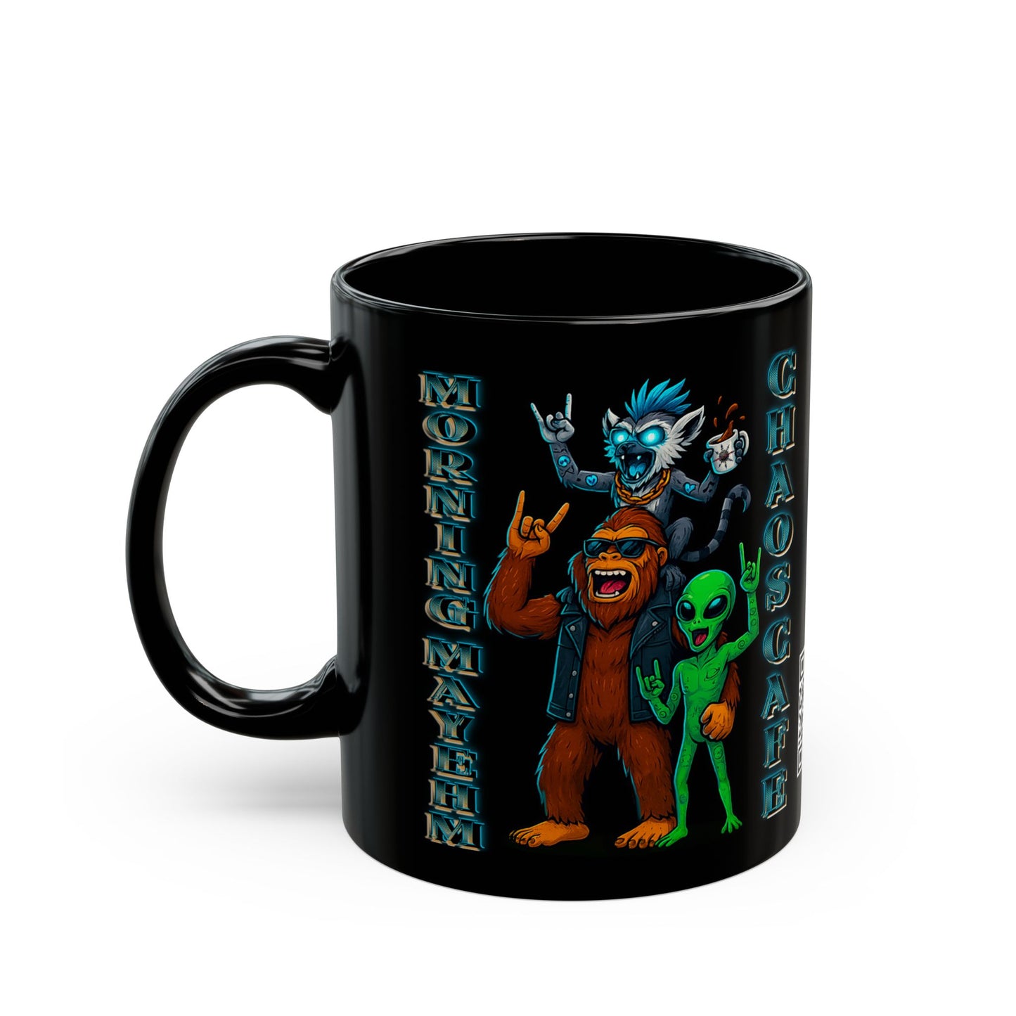 Morning Mayhem & the Blunt BreakDown Black Mug - Perfect Gift for Coffee Lovers