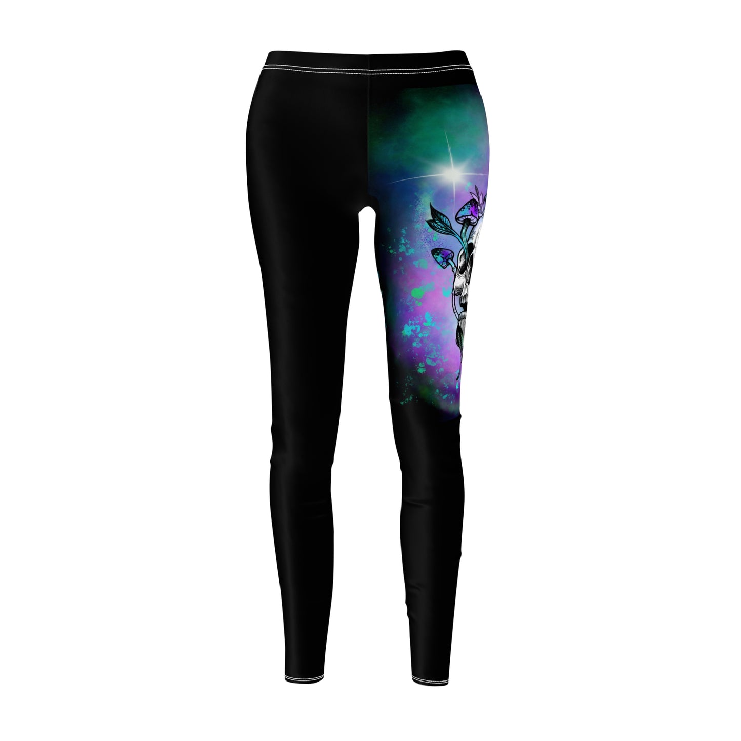 Inked Out Skull & Shrooms Women's Cut & Sew Casual Leggings (AOP)