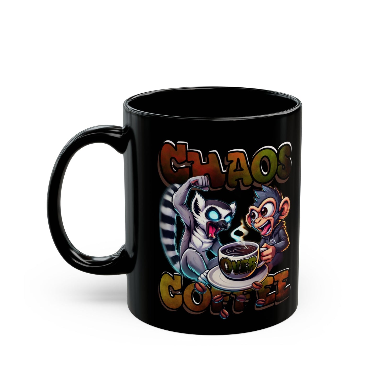 Chaos Over Coffee Black Mug - Perfect Gift for Coffee Lovers