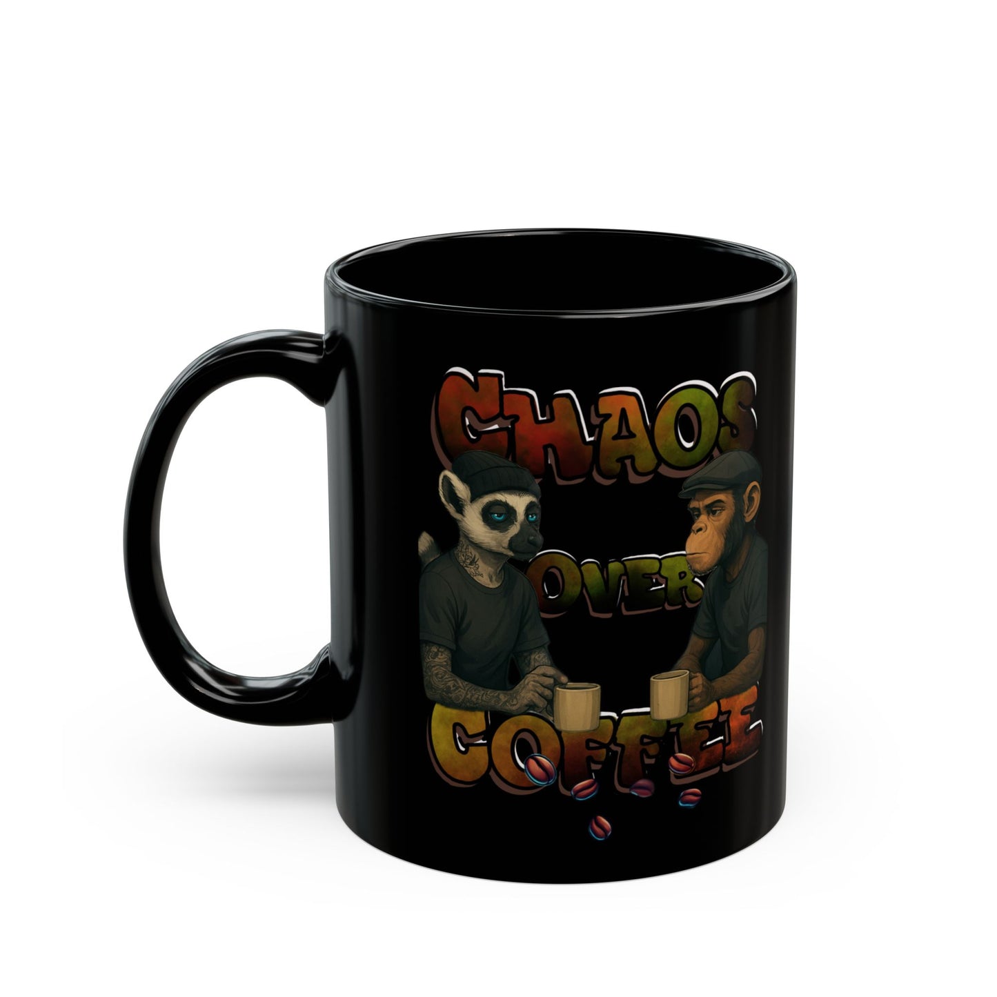 Chaos Over Coffee Black Mug - Perfect Gift for Coffee Lovers