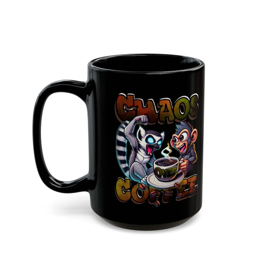 Chaos Over Coffee Black Mug - Perfect Gift for Coffee Lovers