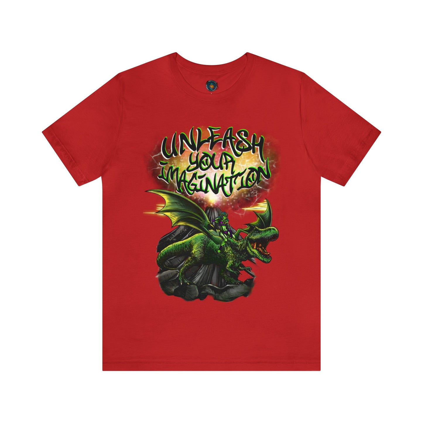Unleash your Imagination, Green letters. Unisex Jersey Short Sleeve Tee