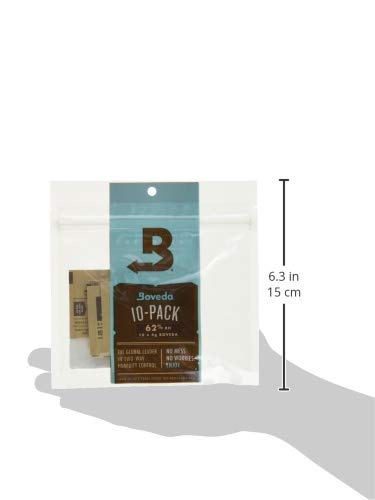Boveda 62% Two-Way Humidity Control Packs For Storing ½ oz – Size 4 – 10 Pack – Moisture Absorbers for Small Storage Containers – Humidifier Packs – Hydration Packets in Resealable Bag