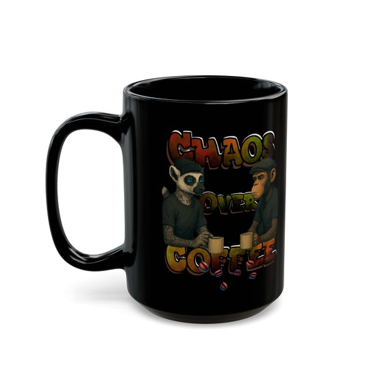 Chaos Over Coffee Black Mug - Perfect Gift for Coffee Lovers