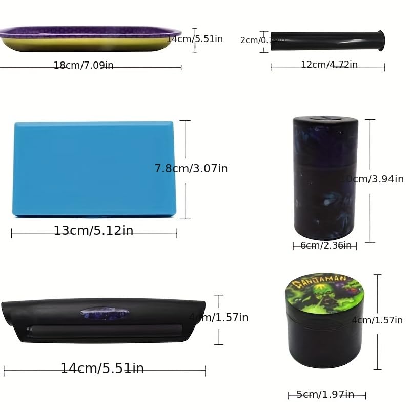 Metal Herb Grinder Rolling Tray Set, Bring a Suitcase Premium Grinder (Black)