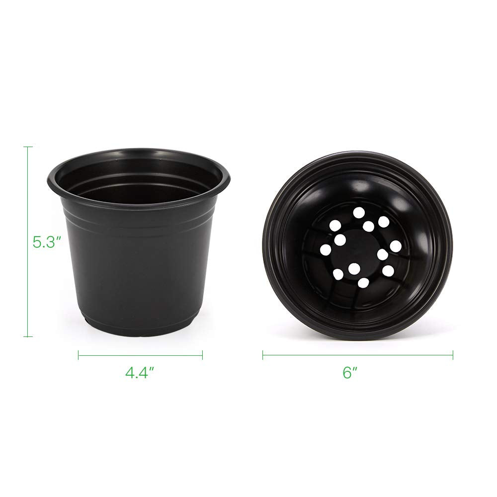 JERIA 100-Pack 0.5 Gallon Plant Nursery Pots, Plastic Pots for Flower Seedling, Flower Plant Container Seed Starting Pot, Come with 100 Pcs Plant Labels(Black)