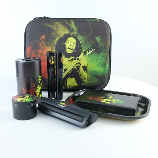 Metal Herb Grinder Rolling Tray Set, Bring a Suitcase Premium Grinder (Black)