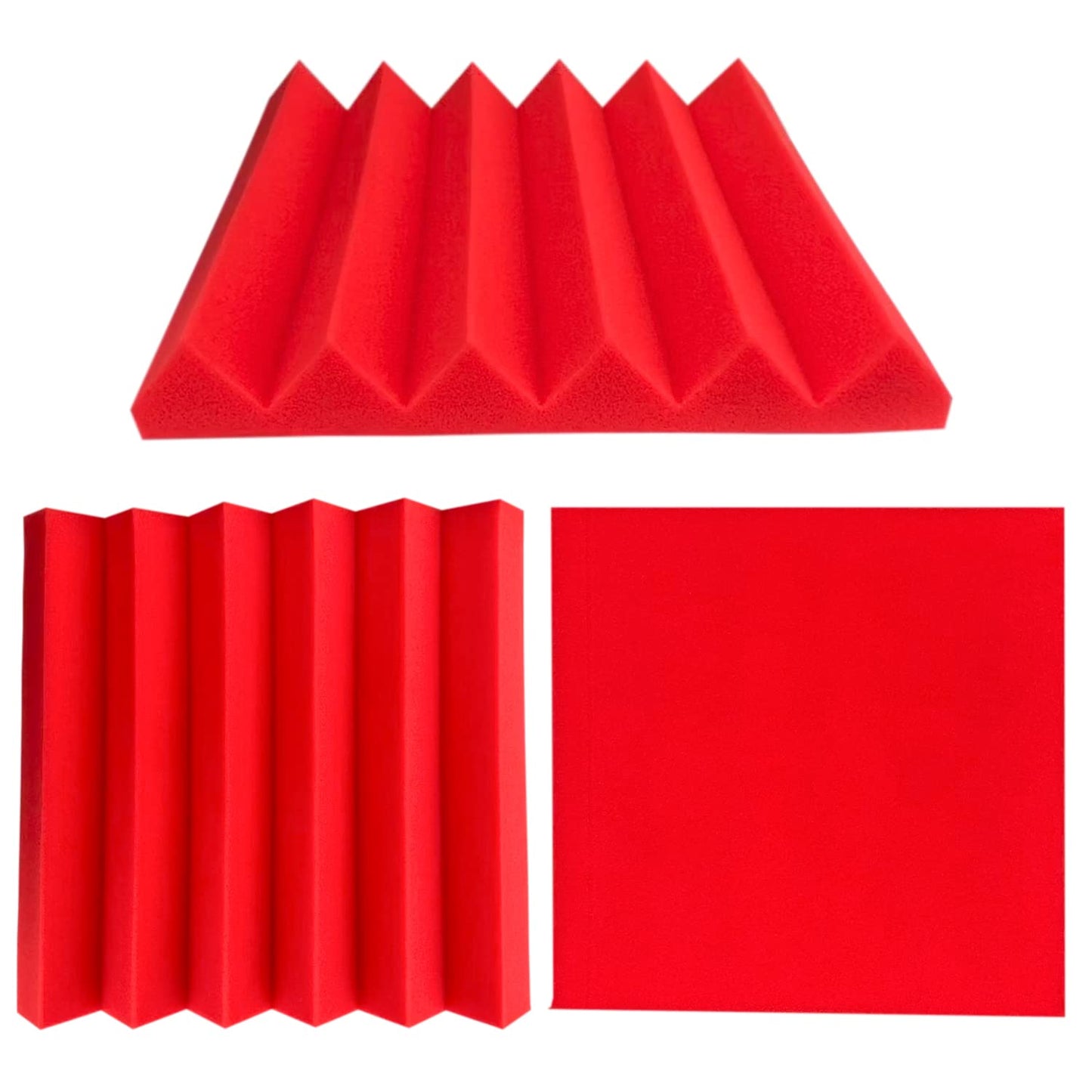 KTOESHEO 24 Pack Acoustic Panels,2" x 12" x 12"Sound Proof Foam Panels for Wall,Fireproof Absorbing Noise Cancelling Panels,to Absorb Noise and Eliminate Echoes. (12 red+12 black)