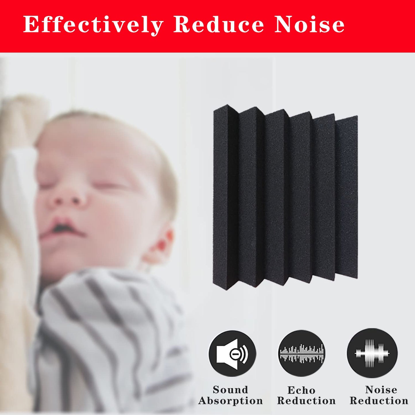 KTOESHEO 24 Pack Acoustic Panels,2" x 12" x 12"Sound Proof Foam Panels for Wall,Fireproof Absorbing Noise Cancelling Panels,to Absorb Noise and Eliminate Echoes. (12 red+12 black)