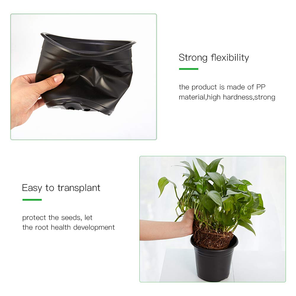 JERIA 100-Pack 0.5 Gallon Plant Nursery Pots, Plastic Pots for Flower Seedling, Flower Plant Container Seed Starting Pot, Come with 100 Pcs Plant Labels(Black)