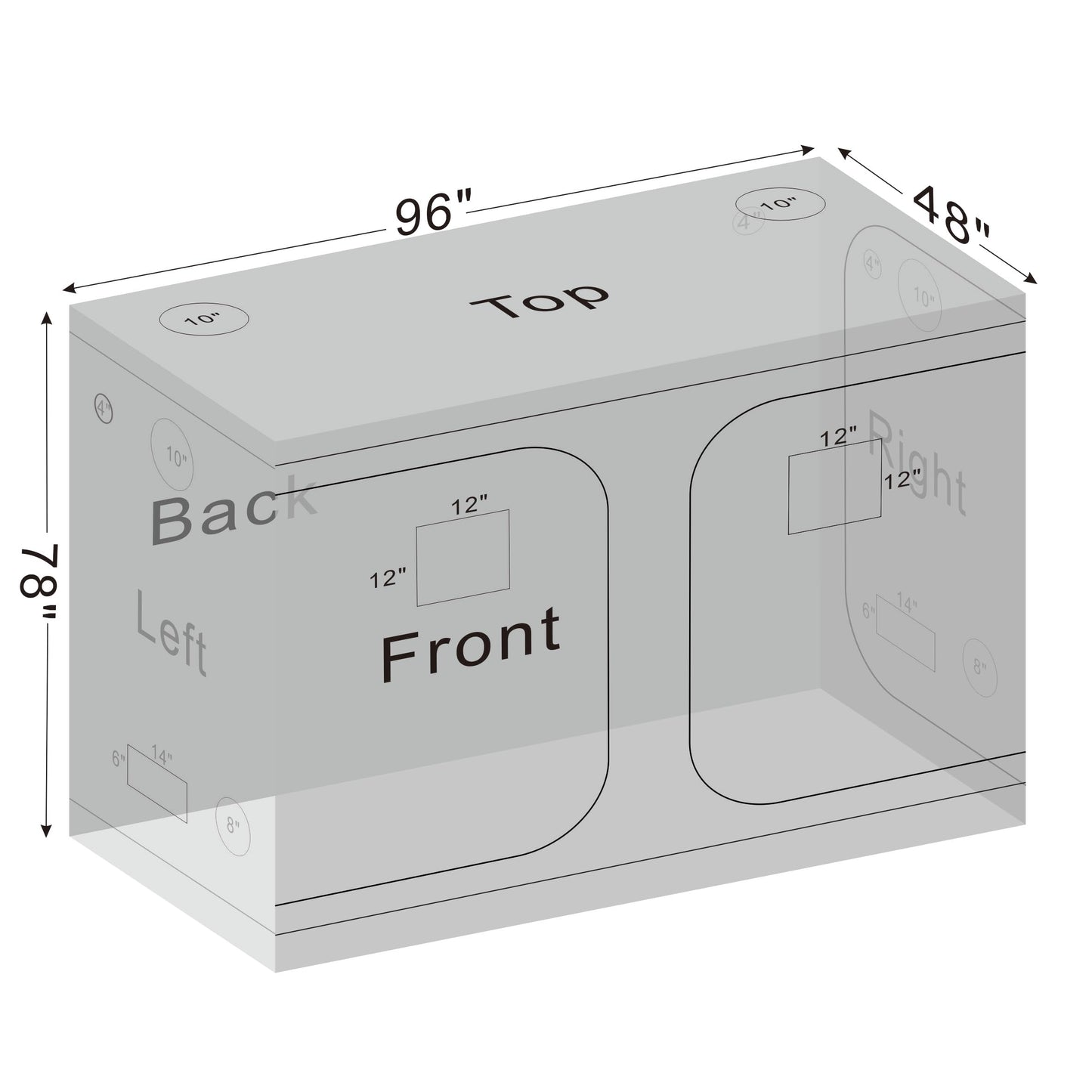 Grow Tents 96"x48"x78" High Reflective Grow Tent Indoor Grow Room for Planting Fruit Flower Veg with Removable Water-Proof Floor Tray 8x4