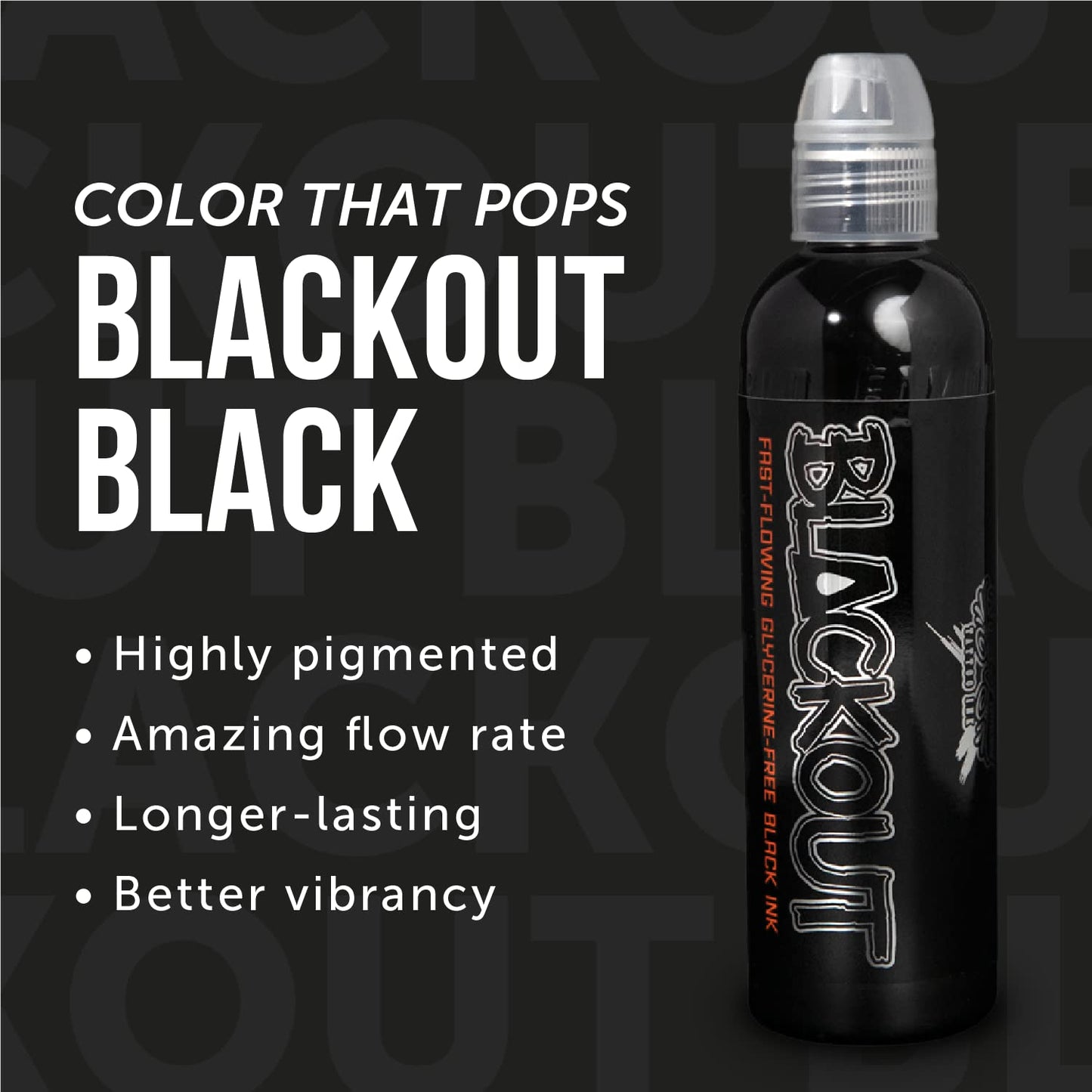 World Famous Tattoo Ink, Blackout Black Tattoo Ink - Professional Tattoo Ink with High Pigment Content - Skin-Safe Ink in Bold Shades - Vegan & Non-Toxic (8 oz)
