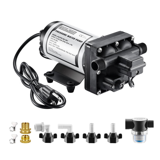 WASSERMANN Water Pressure Booster Pump 115V AC with Pressure Switch,Self-priming Water Pump 5.0GPM 55PSI,for RV Kitchen Barthroom Marine Yacht Garden