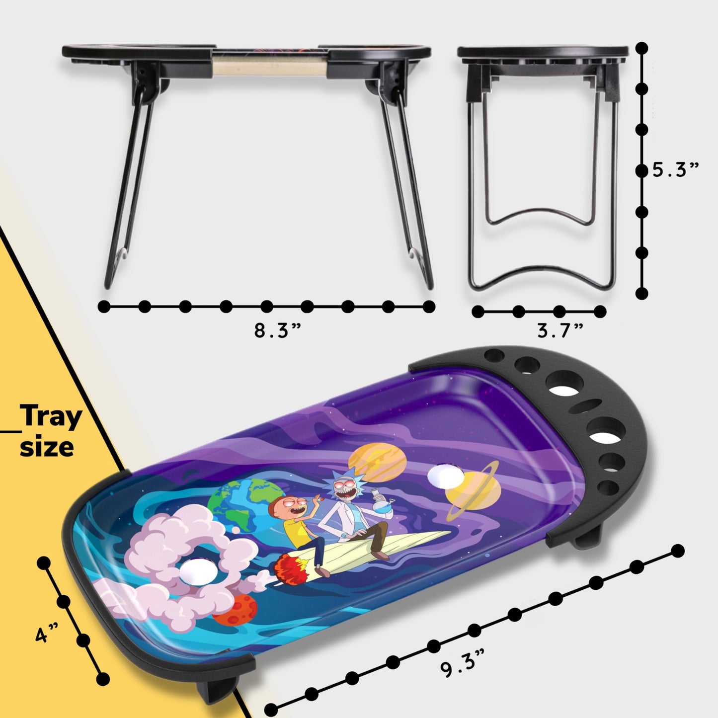 Rolling Tray with Cone Loader Accessories for King Size & 1 1/4 Size Pre Rolled Cones, Cone Filler & Foldable Stand - All-in-one Rolling Tray Set with Storage Bag by Gray Oval