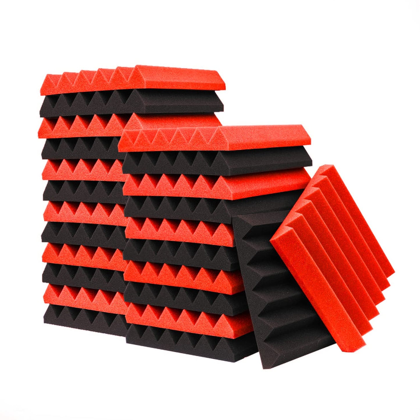 KTOESHEO 24 Pack Acoustic Panels,2" x 12" x 12"Sound Proof Foam Panels for Wall,Fireproof Absorbing Noise Cancelling Panels,to Absorb Noise and Eliminate Echoes. (12 red+12 black)