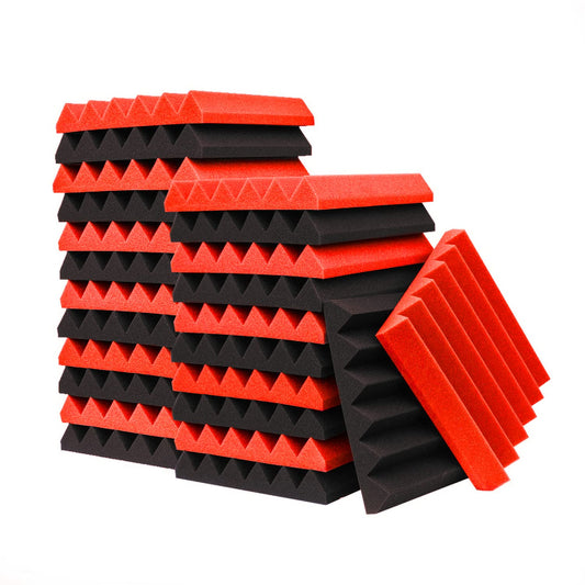 KTOESHEO 24 Pack Acoustic Panels,2" x 12" x 12"Sound Proof Foam Panels for Wall,Fireproof Absorbing Noise Cancelling Panels,to Absorb Noise and Eliminate Echoes. (12 red+12 black)