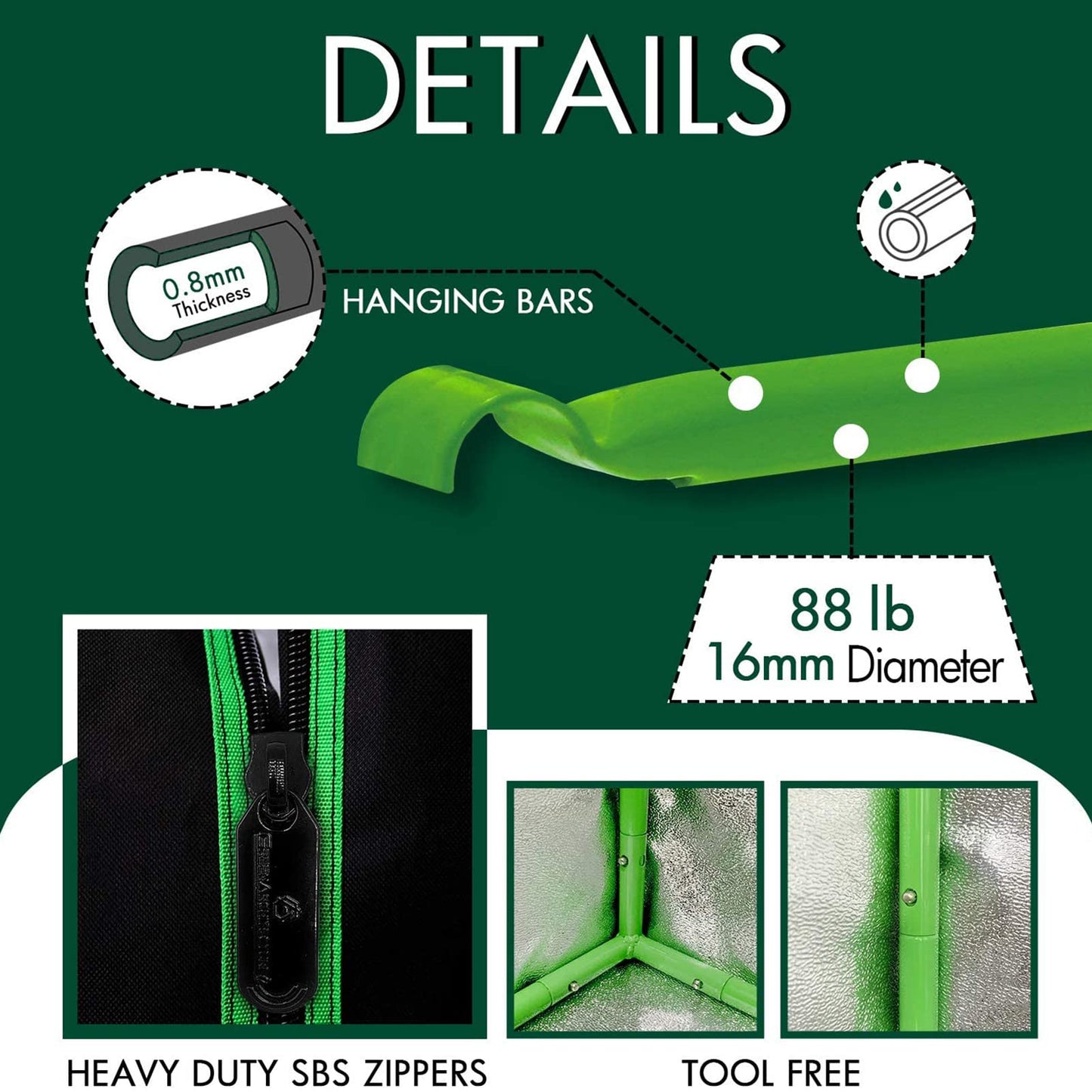 GA Grow Tent 48"x24"x60" 4'x2' Reflective Mylar Hydroponic Grow Tent with Observation Window and Waterproof Floor Tray for Indoor Plant Growing 2x2 3x3 4x4 (48x24x60)