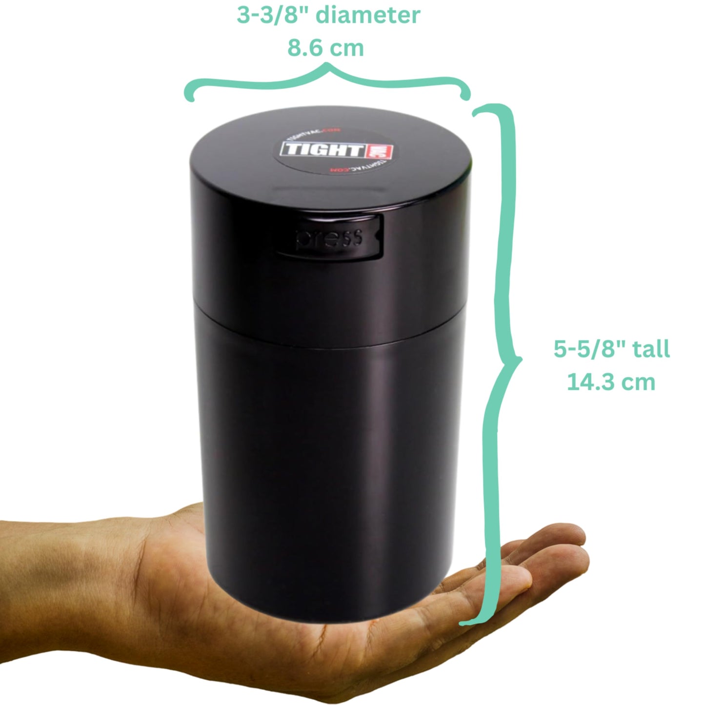 Tightvac 1 oz to 6 ounce - Patented Airtight Container | Multi-use Vacuum Container Works as Smell Proof Containers for Herbs and Dry Goods. Black