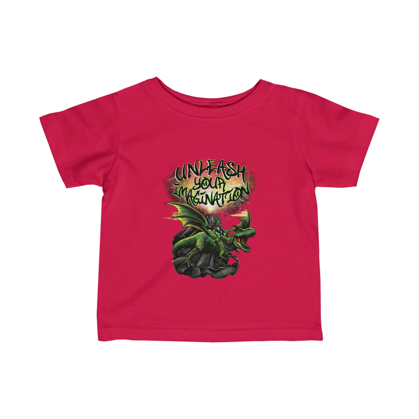 Unleash your Imagination, green Letters Infant Fine Jersey Tee