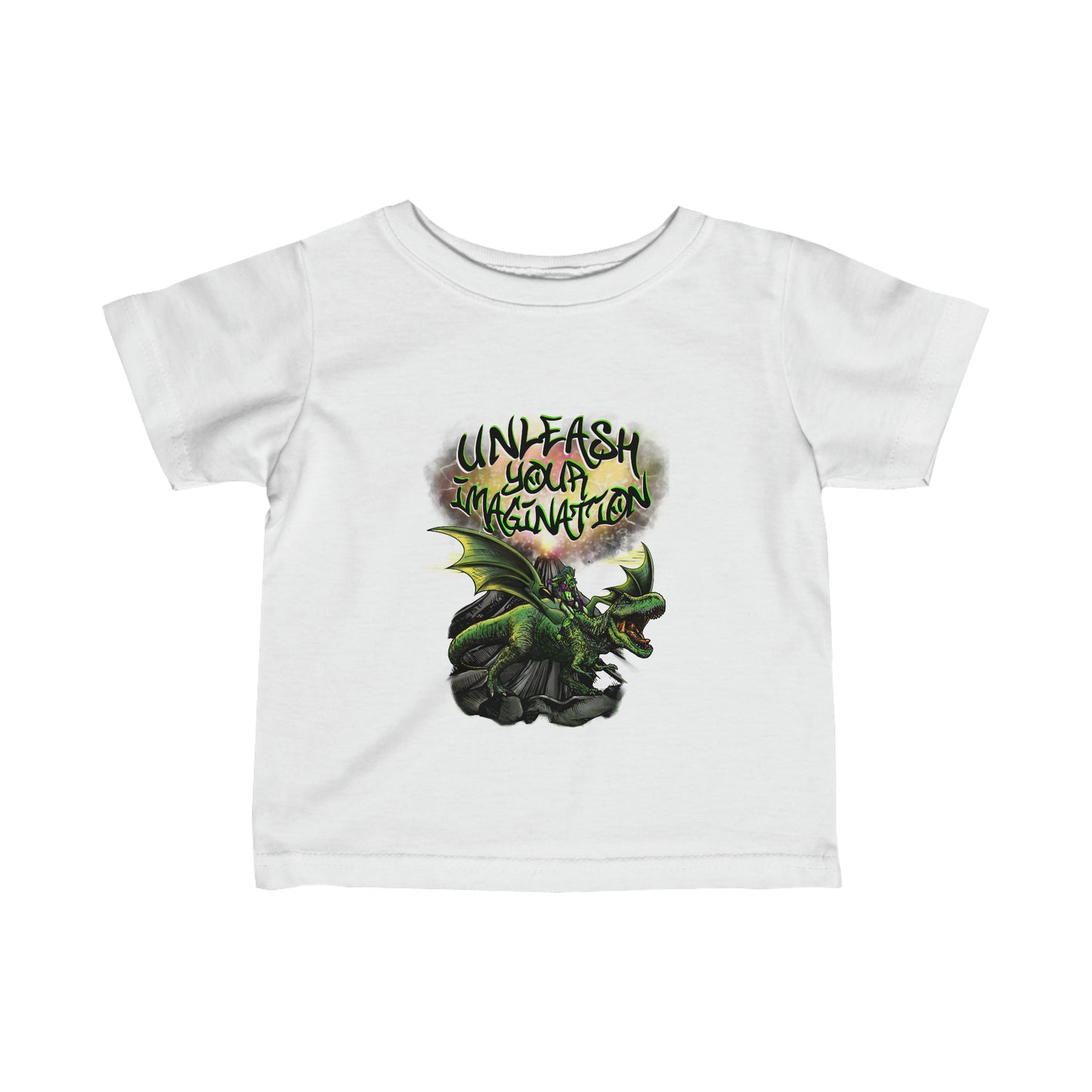 Unleash your Imagination, green Letters Infant Fine Jersey Tee
