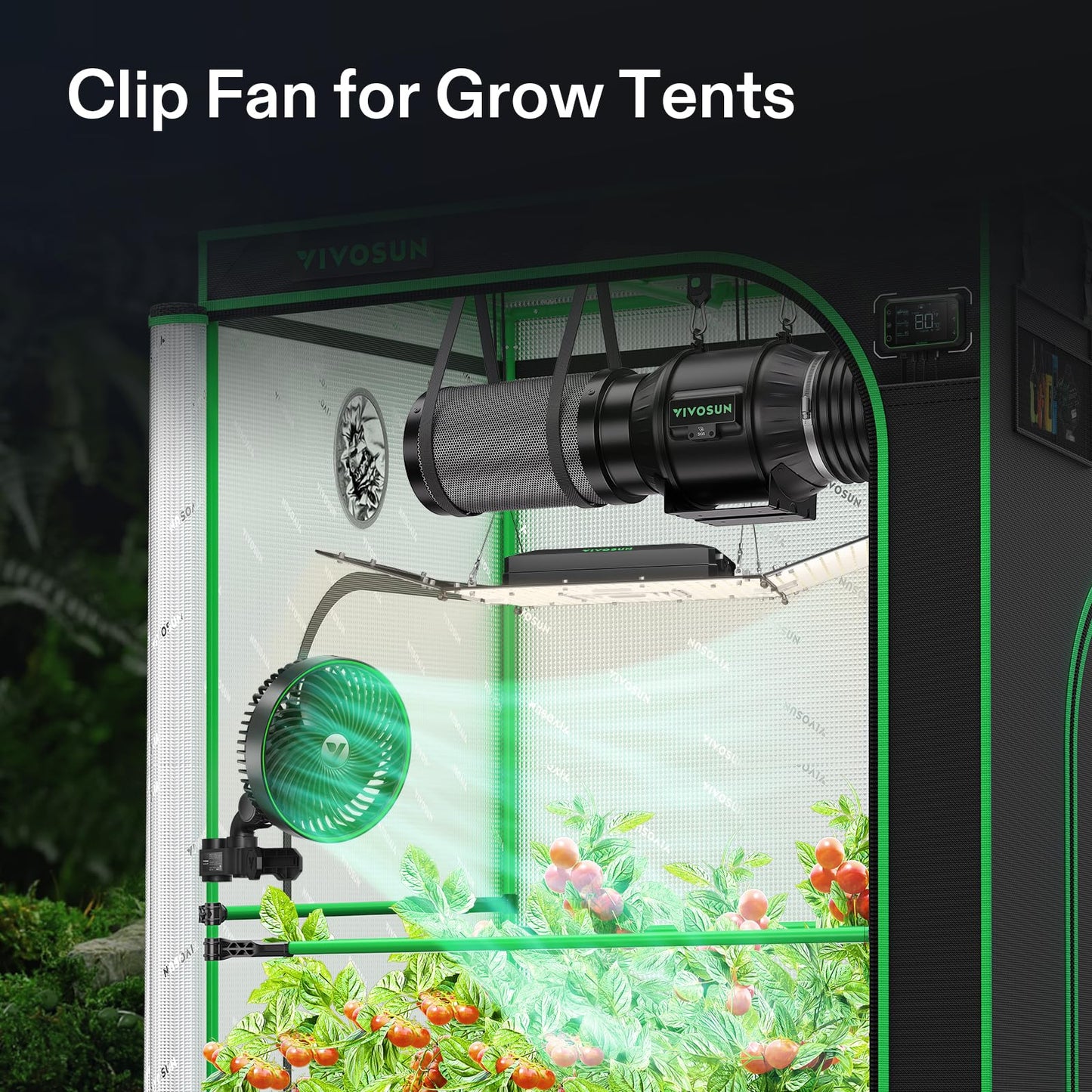 VIVOSUN 2-Pack AeroWave E6 Grow Tent Fan 6”, EC Motor, Smart Wifi Control, US Patented Auto Oscillating Clip fan, Weatherproof IP-54, Strong Airflow but Quiet for Hydroponic Ventilation Circulation