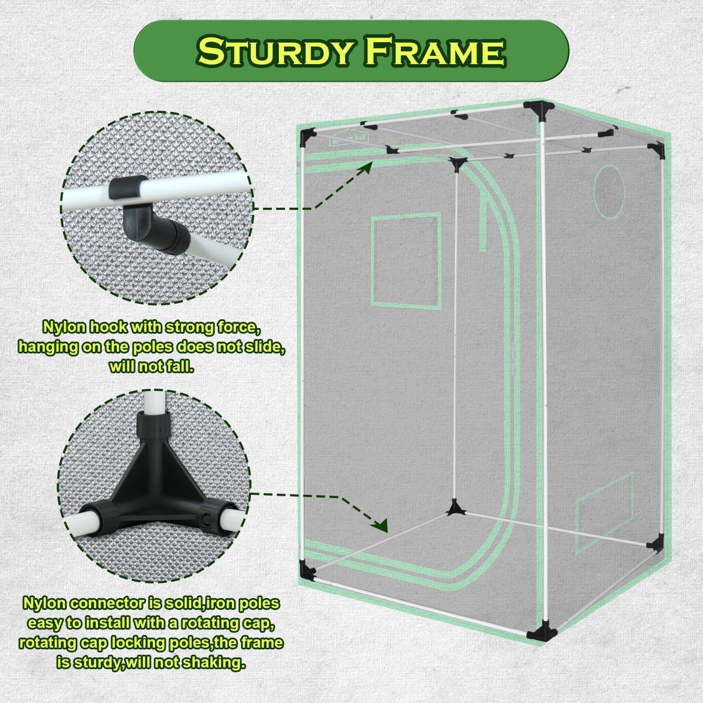 Green Hut Grow Tent for Plants Indoor 48"x48"x78" Mylar Hydroponic Grow Tents Indoor Grow Room for Plant Fruit Flower Veg with Observation Window & Removable Waterproof Floor Tray