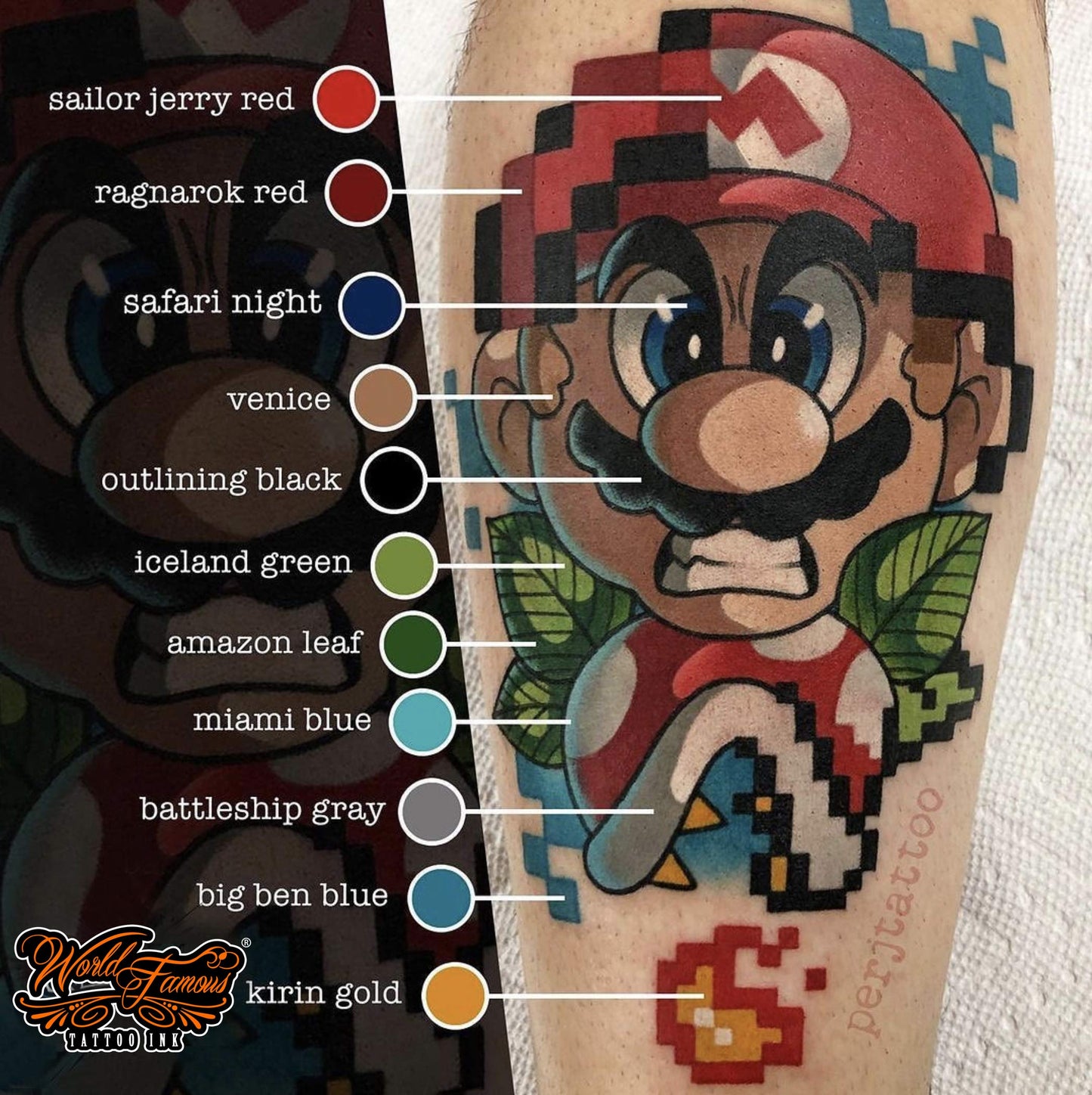 World Famous Tattoo Ink - Outlining Black Tattoo Ink - Professional Tattoo Ink & Tattoo Supplies - Skin-Safe Permanent Tattooing in Bold Shades - Vegan & Non-Toxic (8 oz)
