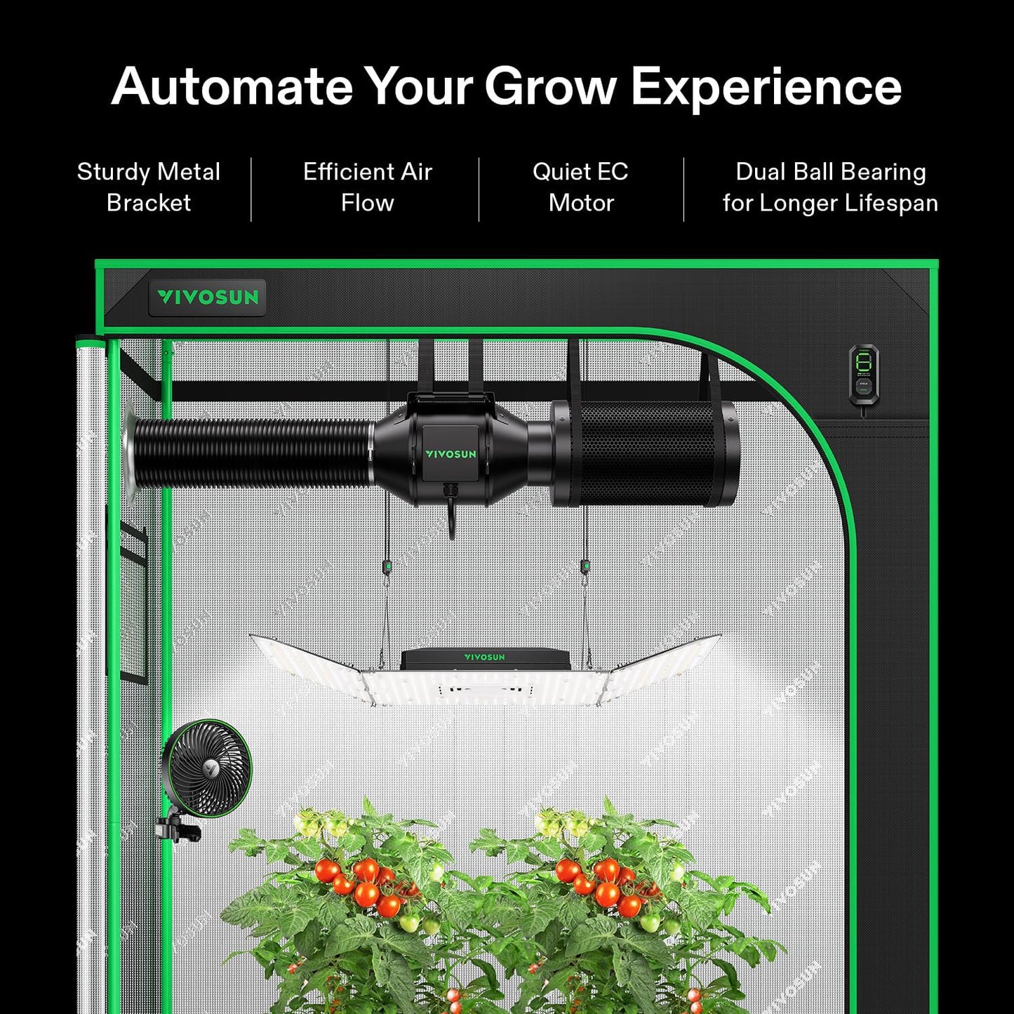 VIVOSUN AeroZesh G4 4-inch 195 CFM Inline Duct Fan with E12 Speed Controller, Entirely Programmable PWM-controlled EC Fan for Grow Tent Ventilation
