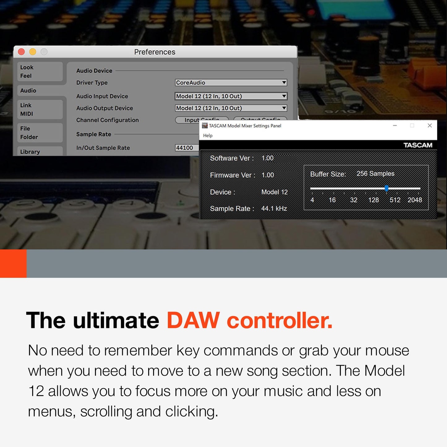 Tascam Model 12 All-in-One 12-track Digital Multitrack Mixing and Recording Studio, Mixer, USB Audio Interface and DAW Controller