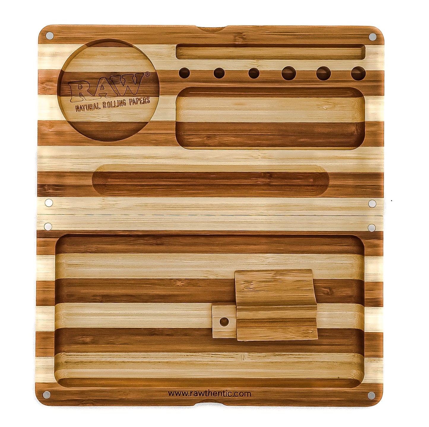 RAW Backflip Bamboo Magnet Rolling Tray (Limited Edition Striped) with Clear ES Scoop Card