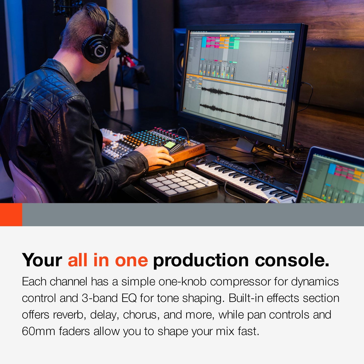 Tascam Model 12 All-in-One 12-track Digital Multitrack Mixing and Recording Studio, Mixer, USB Audio Interface and DAW Controller