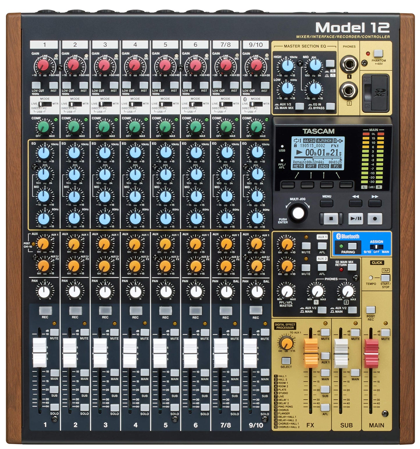 Tascam Model 12 All-in-One 12-track Digital Multitrack Mixing and Recording Studio, Mixer, USB Audio Interface and DAW Controller