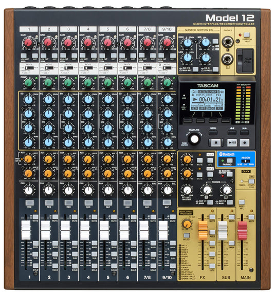 Tascam Model 12 All-in-One 12-track Digital Multitrack Mixing and Recording Studio, Mixer, USB Audio Interface and DAW Controller